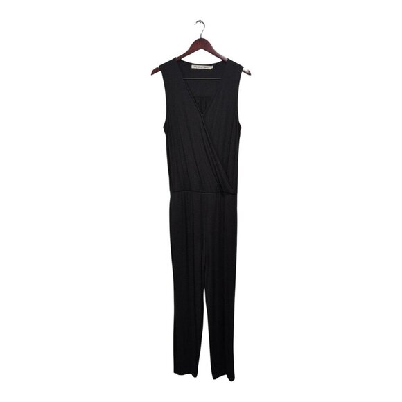 Michael Stars Women's Tank Top Black Jumpsuit Romper V-Neck Straight Leg Sz M - Picture 1 of 16